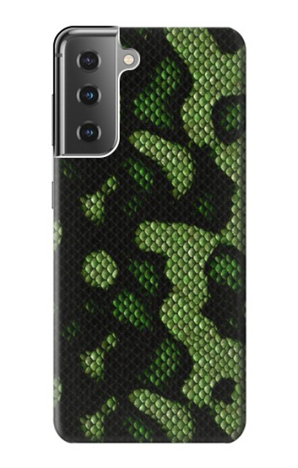 W2877 Green Snake Skin Graphic Printed Hard Case and Leather Flip Case For Samsung Galaxy S21 Plus 5G, Galaxy S21+ 5G