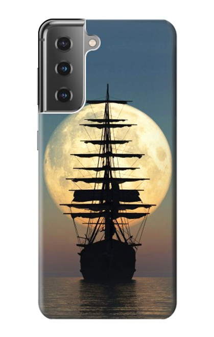 W2897 Pirate Ship Moon Night Hard Case and Leather Flip Case For Samsung Galaxy S21 Plus 5G, Galaxy S21+ 5G