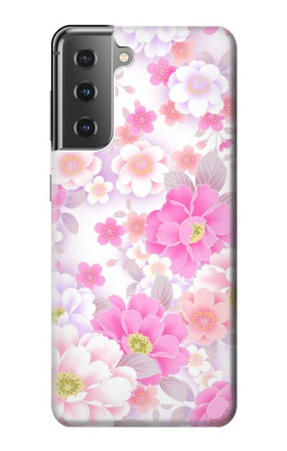 W3036 Pink Sweet Flower Flora Hard Case and Leather Flip Case For Samsung Galaxy S21 Plus 5G, Galaxy S21+ 5G