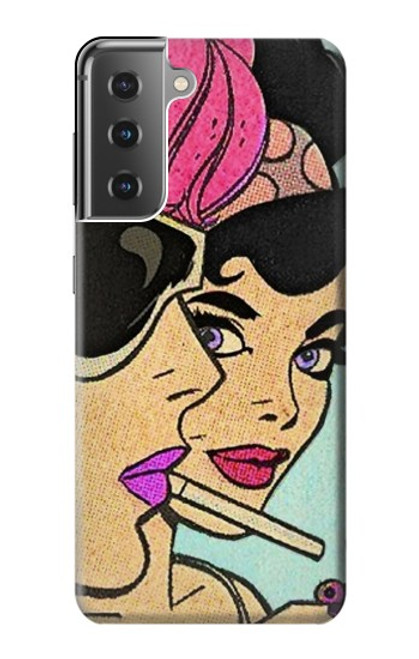 W3171 Girls Pop Art Hard Case and Leather Flip Case For Samsung Galaxy S21 Plus 5G, Galaxy S21+ 5G