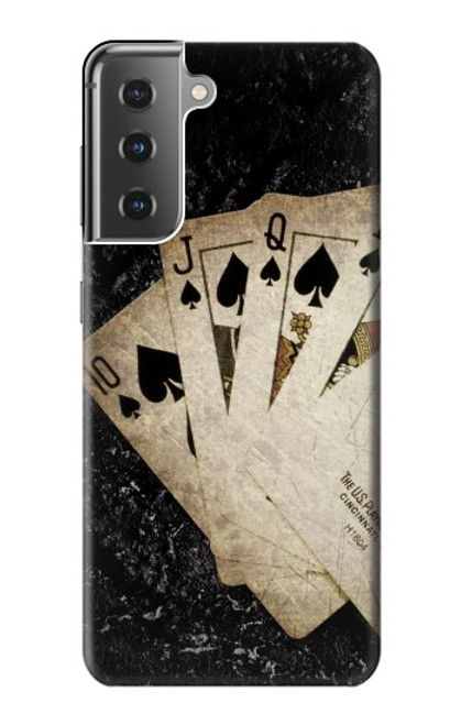 W3231 Vintage Royal Straight Flush Cards Hard Case and Leather Flip Case For Samsung Galaxy S21 Plus 5G, Galaxy S21+ 5G