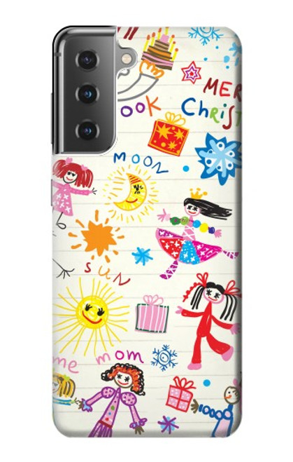W3280 Kids Drawing Hard Case and Leather Flip Case For Samsung Galaxy S21 Plus 5G, Galaxy S21+ 5G