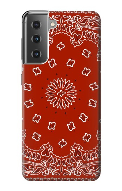 W3355 Bandana Red Pattern Hard Case and Leather Flip Case For Samsung Galaxy S21 Plus 5G, Galaxy S21+ 5G