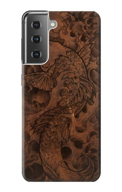 W3405 Fish Tattoo Leather Graphic Print Hard Case and Leather Flip Case For Samsung Galaxy S21 Plus 5G, Galaxy S21+ 5G