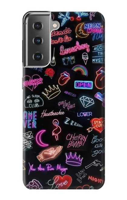 W3433 Vintage Neon Graphic Hard Case and Leather Flip Case For Samsung Galaxy S21 Plus 5G, Galaxy S21+ 5G