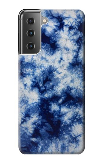 W3439 Fabric Indigo Tie Dye Hard Case and Leather Flip Case For Samsung Galaxy S21 Plus 5G, Galaxy S21+ 5G