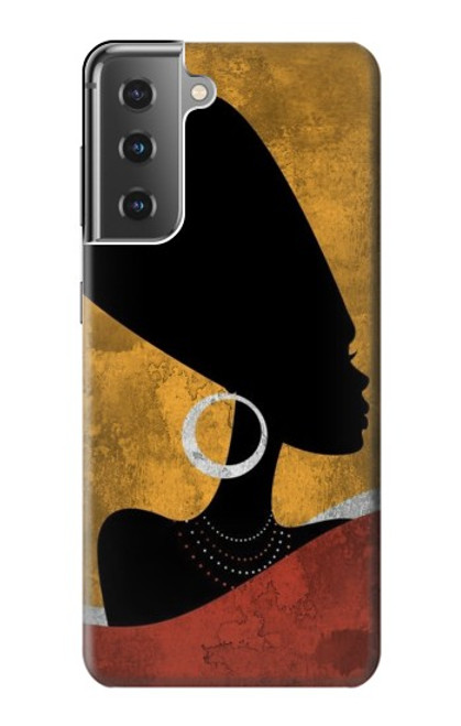 W3453 African Queen Nefertiti Silhouette Hard Case and Leather Flip Case For Samsung Galaxy S21 Plus 5G, Galaxy S21+ 5G