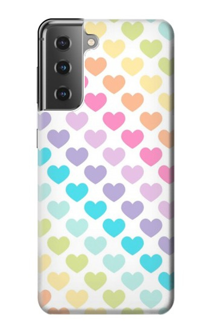 W3499 Colorful Heart Pattern Hard Case and Leather Flip Case For Samsung Galaxy S21 Plus 5G, Galaxy S21+ 5G