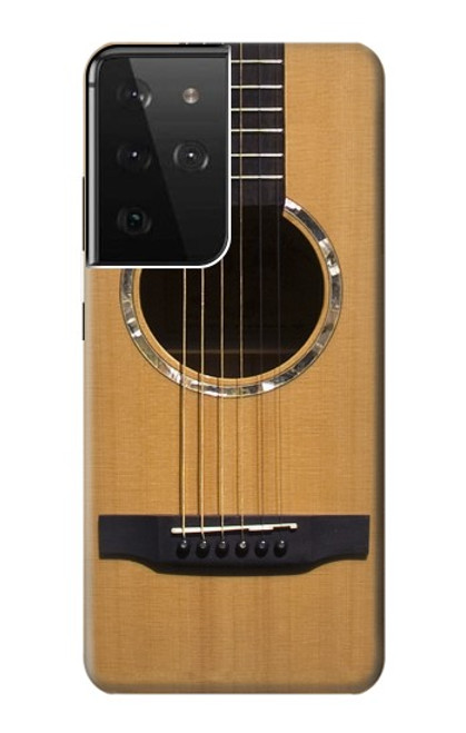 W0057 Acoustic Guitar Hard Case and Leather Flip Case For Samsung Galaxy S21 Ultra 5G