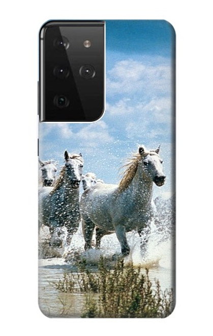 W0250 White Horse 2 Hard Case and Leather Flip Case For Samsung Galaxy S21 Ultra 5G