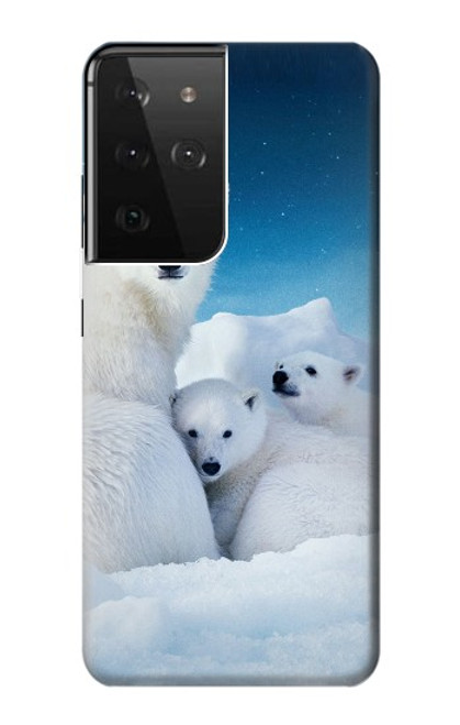 W0285 Polar Bear Family Arctic Hard Case and Leather Flip Case For Samsung Galaxy S21 Ultra 5G