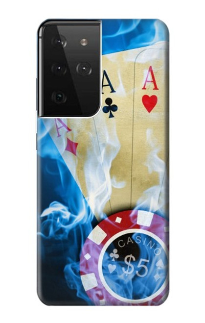 W0348 Casino Hard Case and Leather Flip Case For Samsung Galaxy S21 Ultra 5G