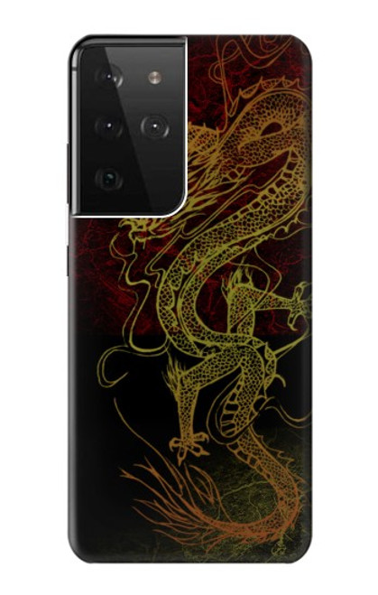 W0354 Chinese Dragon Hard Case and Leather Flip Case For Samsung Galaxy S21 Ultra 5G