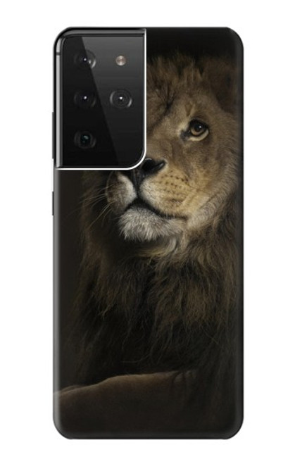 W0472 Lion Hard Case and Leather Flip Case For Samsung Galaxy S21 Ultra 5G