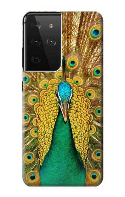 W0513 Peacock Hard Case and Leather Flip Case For Samsung Galaxy S21 Ultra 5G