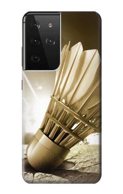W0979 Badminton Sport Art Hard Case and Leather Flip Case For Samsung Galaxy S21 Ultra 5G