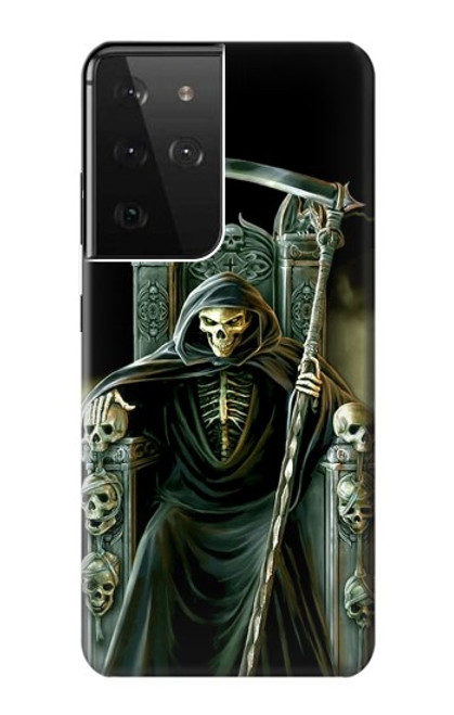 W1024 Grim Reaper Skeleton King Hard Case and Leather Flip Case For Samsung Galaxy S21 Ultra 5G