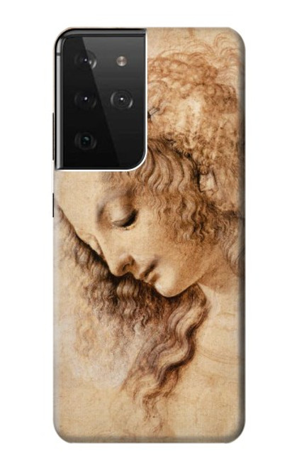 W1045 Leonardo da Vinci Woman's Head Hard Case and Leather Flip Case For Samsung Galaxy S21 Ultra 5G