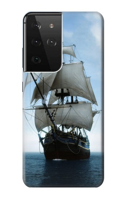 W1096 Sailing Ship in an Ocean Hard Case and Leather Flip Case For Samsung Galaxy S21 Ultra 5G