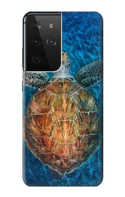 W1249 Blue Sea Turtle Hard Case and Leather Flip Case For Samsung Galaxy S21 Ultra 5G