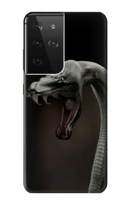 W1597 Black Mamba Snake Hard Case and Leather Flip Case For Samsung Galaxy S21 Ultra 5G