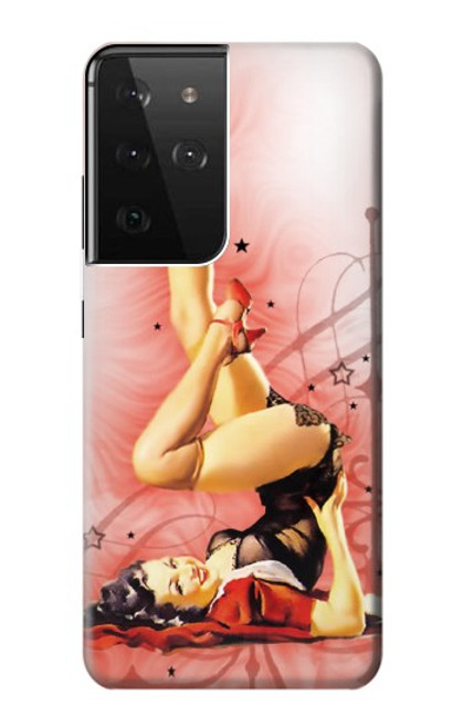 W1669 Pinup Girl Vintage Hard Case and Leather Flip Case For Samsung Galaxy S21 Ultra 5G