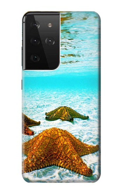 W1679 Starfish Sea Beach Hard Case and Leather Flip Case For Samsung Galaxy S21 Ultra 5G