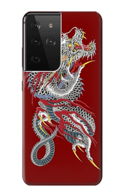 W2104 Yakuza Dragon Tattoo Hard Case and Leather Flip Case For Samsung Galaxy S21 Ultra 5G