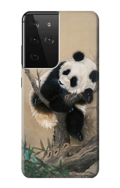 W2210 Panda Fluffy Art Painting Hard Case and Leather Flip Case For Samsung Galaxy S21 Ultra 5G