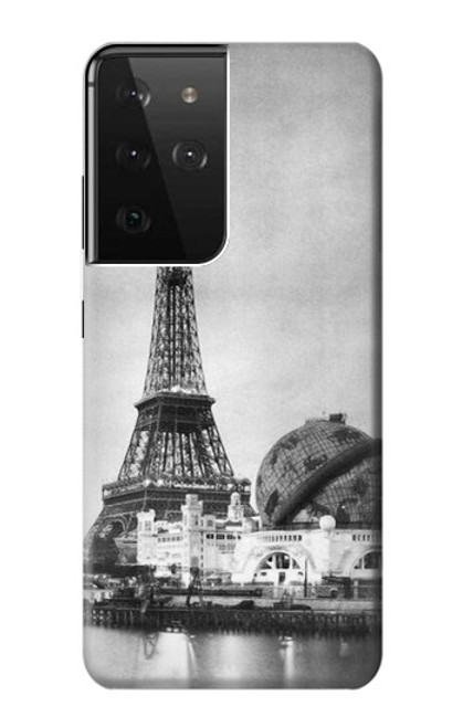 W2350 Old Paris Eiffel Tower Hard Case and Leather Flip Case For Samsung Galaxy S21 Ultra 5G