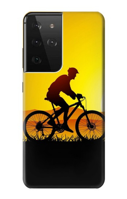 W2385 Bicycle Bike Sunset Hard Case and Leather Flip Case For Samsung Galaxy S21 Ultra 5G