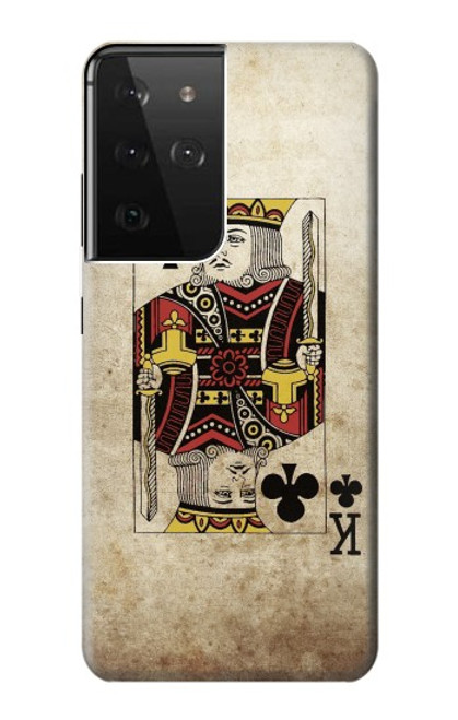 W2528 Poker King Card Hard Case and Leather Flip Case For Samsung Galaxy S21 Ultra 5G