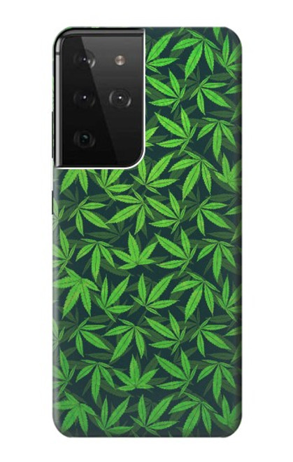 W2666 Marijuana Pattern Hard Case and Leather Flip Case For Samsung Galaxy S21 Ultra 5G