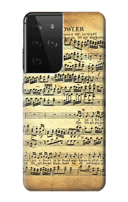 W2667 The Fowler Mozart Music Sheet Hard Case and Leather Flip Case For Samsung Galaxy S21 Ultra 5G