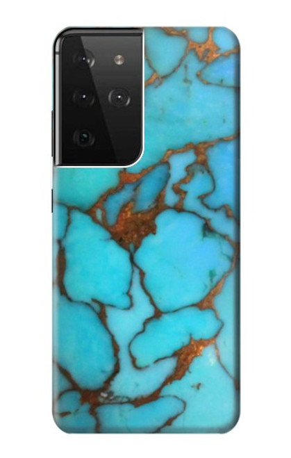 W2685 Aqua Turquoise Gemstone Graphic Printed Hard Case and Leather Flip Case For Samsung Galaxy S21 Ultra 5G