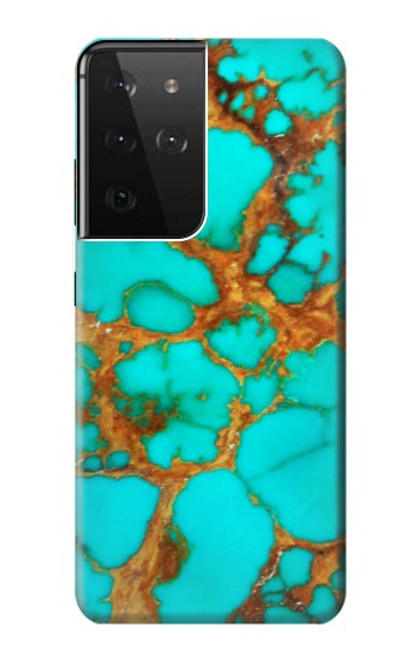 W2688 Aqua Copper Turquoise Gemstone Graphic Hard Case and Leather Flip Case For Samsung Galaxy S21 Ultra 5G