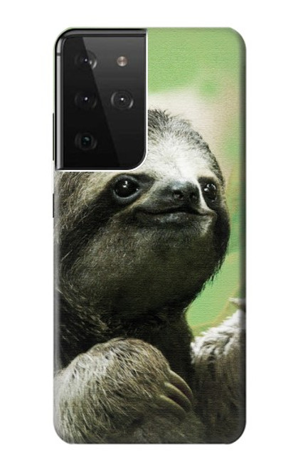 W2708 Smiling Sloth Hard Case and Leather Flip Case For Samsung Galaxy S21 Ultra 5G