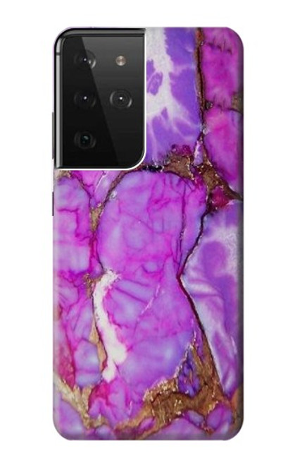 W2907 Purple Turquoise Stone Hard Case and Leather Flip Case For Samsung Galaxy S21 Ultra 5G