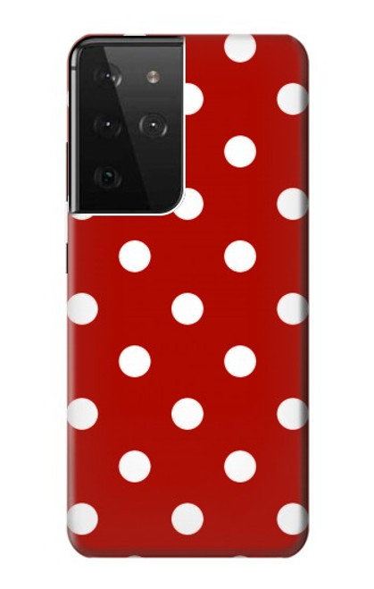 W2951 Red Polka Dots Hard Case and Leather Flip Case For Samsung Galaxy S21 Ultra 5G