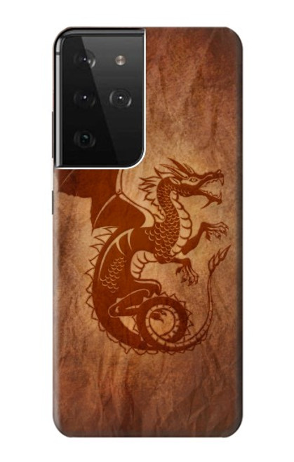 W3086 Red Dragon Tattoo Hard Case and Leather Flip Case For Samsung Galaxy S21 Ultra 5G