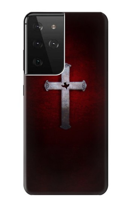 W3160 Christian Cross Hard Case and Leather Flip Case For Samsung Galaxy S21 Ultra 5G