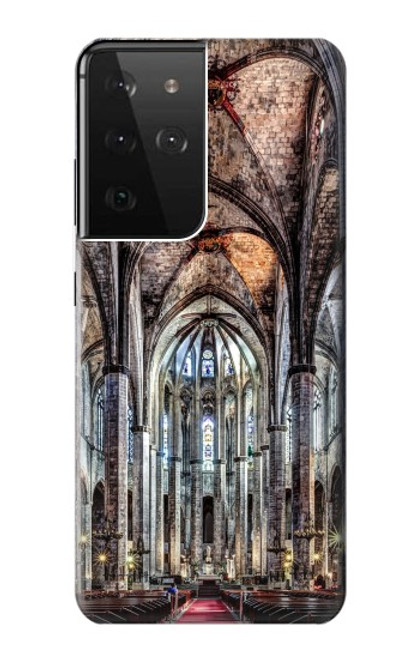 W3210 Santa Maria Del Mar Cathedral Hard Case and Leather Flip Case For Samsung Galaxy S21 Ultra 5G