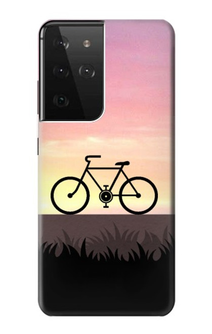 W3252 Bicycle Sunset Hard Case and Leather Flip Case For Samsung Galaxy S21 Ultra 5G