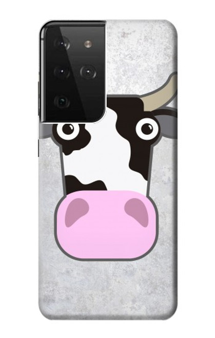 W3257 Cow Cartoon Hard Case and Leather Flip Case For Samsung Galaxy S21 Ultra 5G