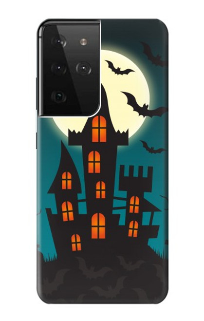W3268 Halloween Festival Castle Hard Case and Leather Flip Case For Samsung Galaxy S21 Ultra 5G