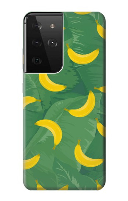 W3286 Banana Fruit Pattern Hard Case and Leather Flip Case For Samsung Galaxy S21 Ultra 5G
