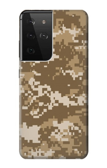 W3294 Army Desert Tan Coyote Camo Camouflage Hard Case and Leather Flip Case For Samsung Galaxy S21 Ultra 5G