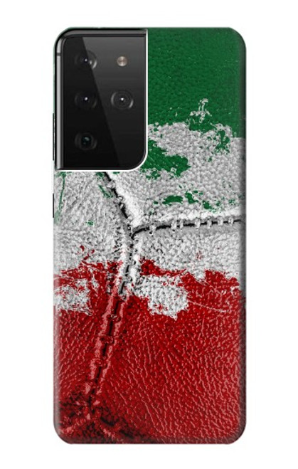 W3318 Italy Flag Vintage Football Graphic Hard Case and Leather Flip Case For Samsung Galaxy S21 Ultra 5G