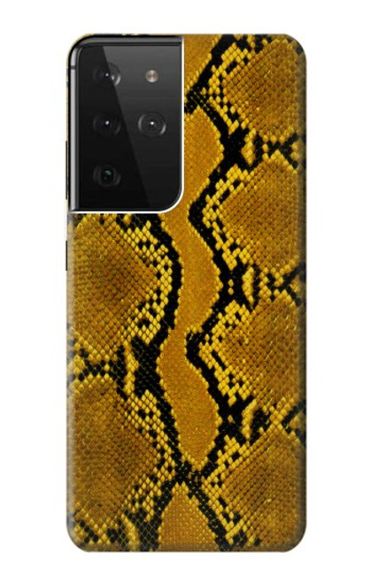 W3365 Yellow Python Skin Graphic Print Hard Case and Leather Flip Case For Samsung Galaxy S21 Ultra 5G