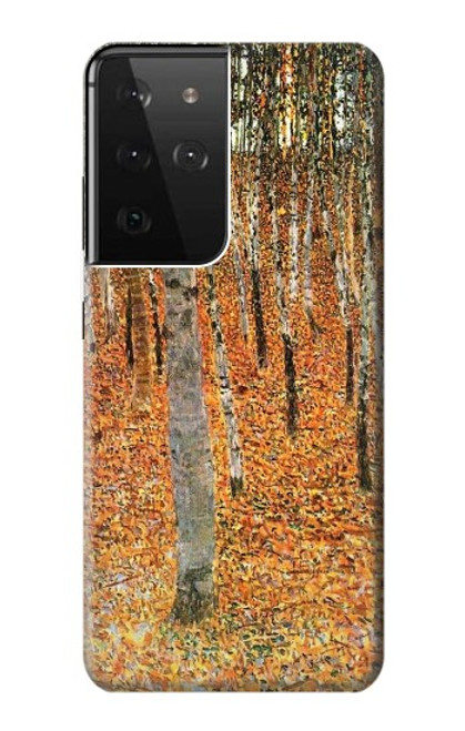 W3380 Gustav Klimt Birch Forest Hard Case and Leather Flip Case For Samsung Galaxy S21 Ultra 5G